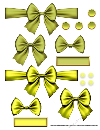 Ribbons. Bows, Brads, Labels & Pearls - Yellowgreen