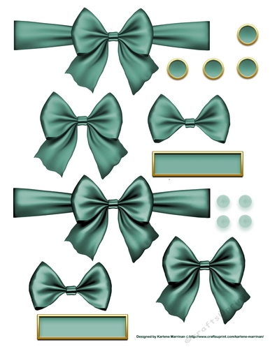 Ribbons. Bows, Brads, Labels & Pearls - Antique Turquoise