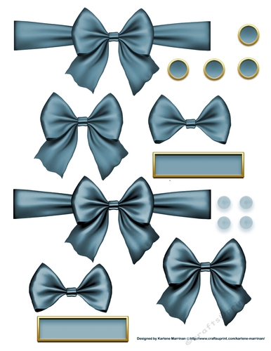 Ribbons. Bows, Brads, Labels & Pearls - Old Blue
