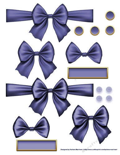 Ribbons. Bows, Brads, Labels & Pearls - Vintage Purple