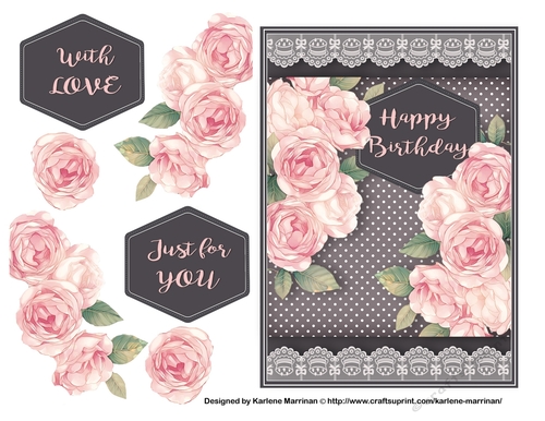 Brown Lace & Blooms Card Topper