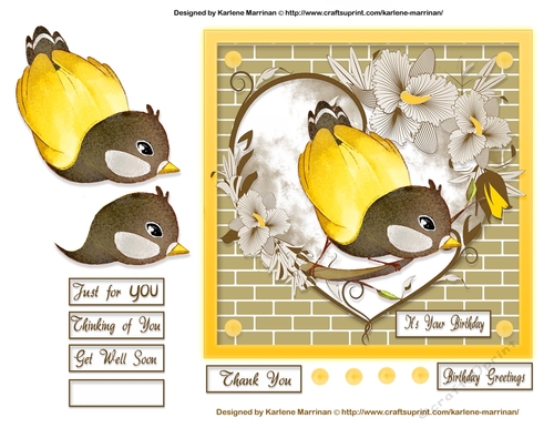 Bird in a Heart Card Topper