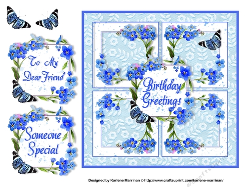 Four Square Blooms & Butterflies Card Topper