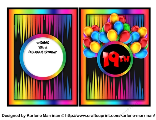 Over the Top Colour 19th Birthday Card Topper & Inner