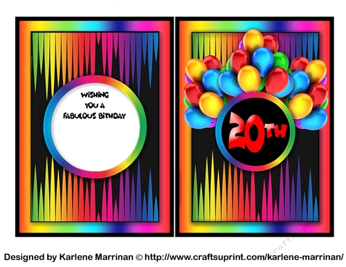 Over the Top Colour 20th Birthday Card Topper & Inner