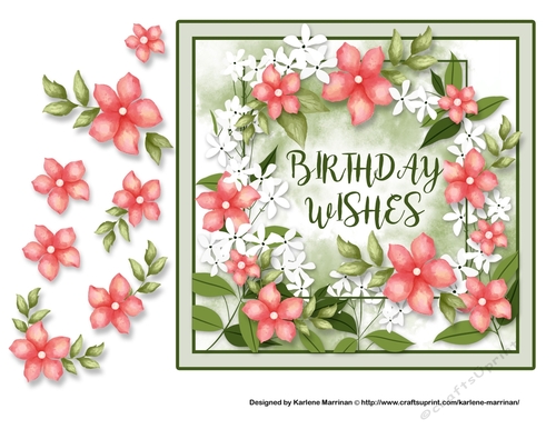 Muted Greens with Pretty Spring Florals Card Topper
