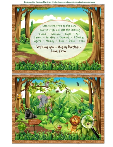 The Jungle comes to Life - Hidden Object Card Topper