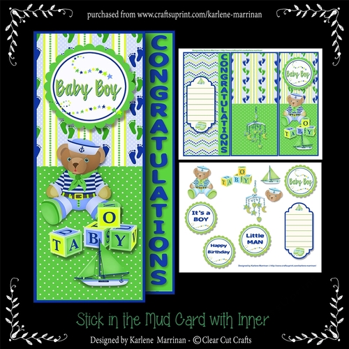 All-in-One Fold Baby Boy Card & Decoupage layers