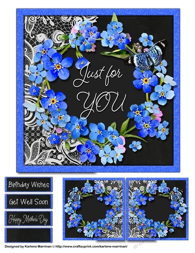 Blue on Black & Lace Card Topper