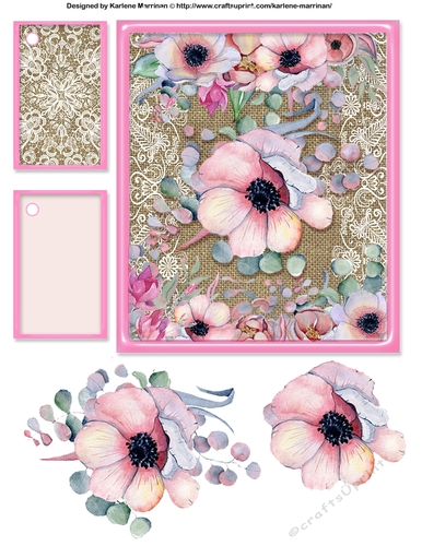 Burlap & Lace Flower Spray Card Topper& Gift Tags