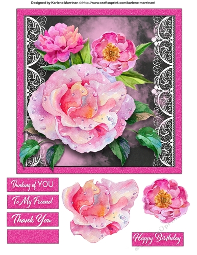 Water on Rose Card Topper