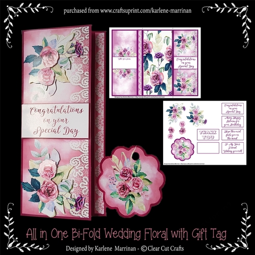 All In One Rose Card With Scalloped Gift Tag