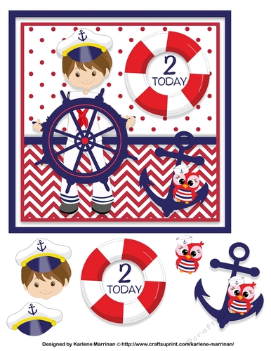 Sailor at the Wheel Age 2 Card Topper