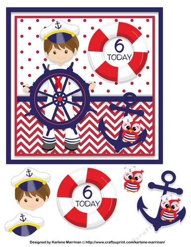 Sailor at the Wheel Age 6 Card Topper