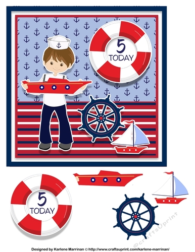 Little Sailor on Land Age 5 Card Topper