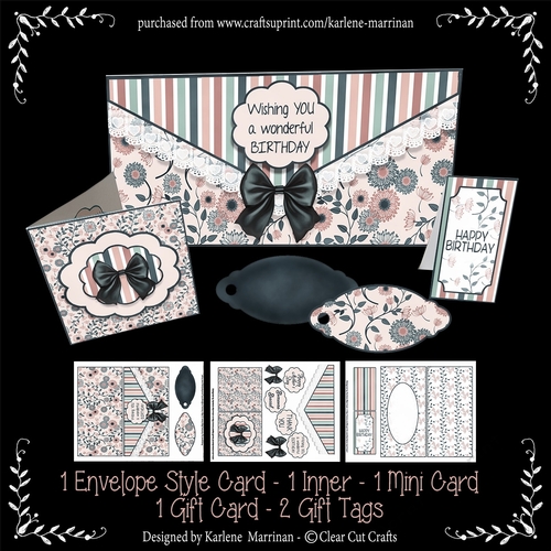 Envelope Look Floral Card Set - Moody