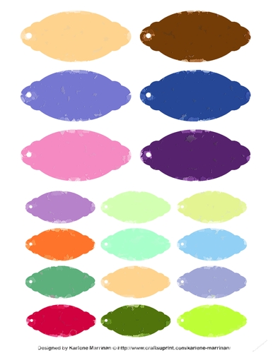 Labels or Tags - Ovals - Mixed Sheet 1 - A4