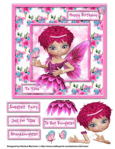Fairy Friends Floral Card Topper - 1