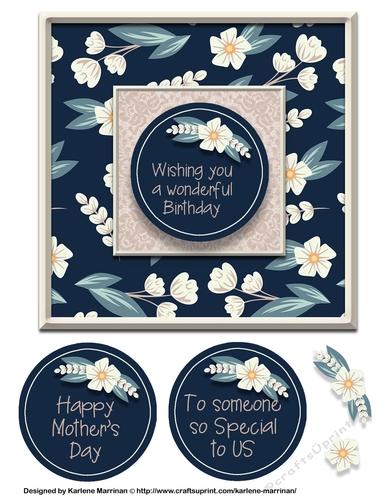 Teal & Creme Floral Card Topper 