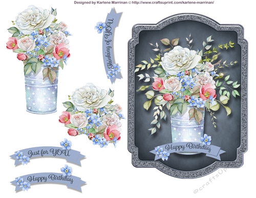 Bucket of Blooms Card topper