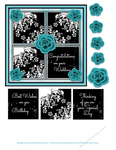 Turquoise on Black Card Topper