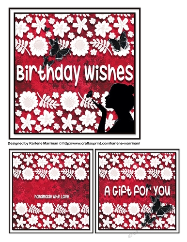 Silhouette & White Card Topper & Gift Card - Red