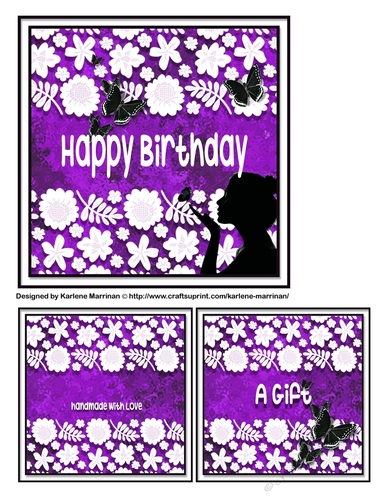 Silhouette & White Card Topper & Gift Card - Purple
