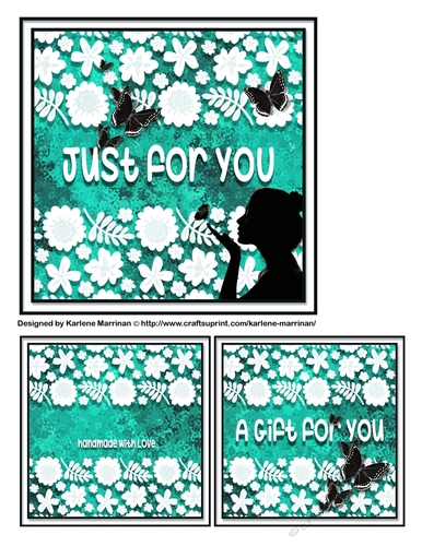 Silhouette & White Card Topper & Gift Card - Turquoise