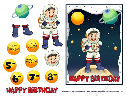 Little Astronaut just Landed Card Topper