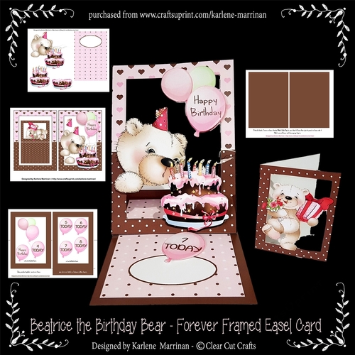 Forever Framed Easel Card - Beatrice the Birthday Bear 