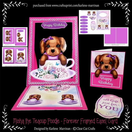 Forever Framed Easel Card - Misha the Teacup Poodle