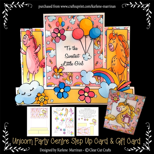 Unicorn Party - Centre Step Up Card