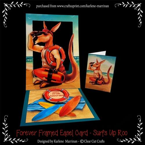 Forever Framed Easel Card - Surfs Up Roo