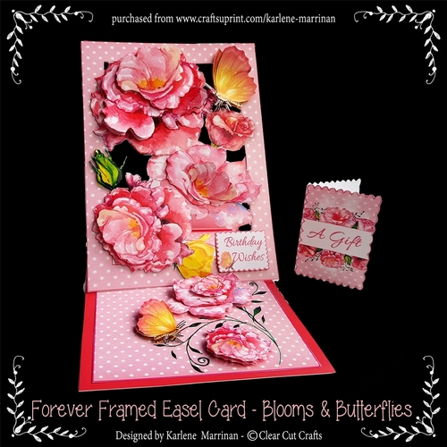 Forever Framed Easel Card - Blooms & Butterflies