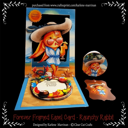 Forever Framed Easel Card - Raunchy Rabbit