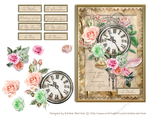 Vintage Rode with Heirloom Watch Card Topper