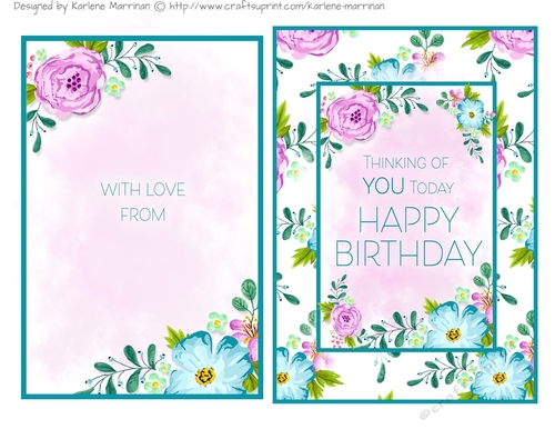 Floral Framed Card Topper & Inner - Happy Birthday