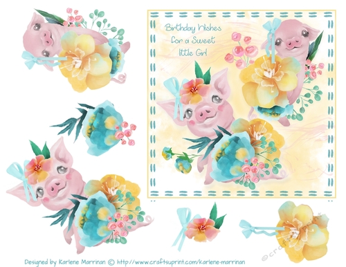 Watercolor Piggy Card Topper