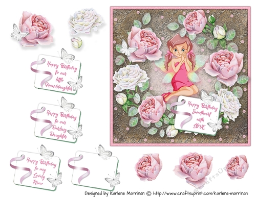 Fairy hidden in Flowers Card Topper
