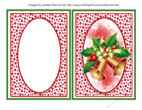Christmas Red Oval Front Card Topper  & Inner - Jingle Bells