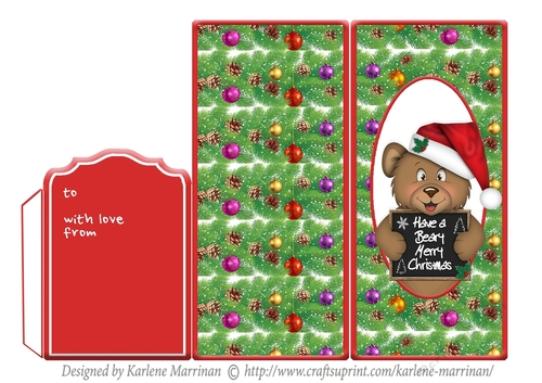 Have a Beary Happy Day Christmas Wallet/Pocket for Vouchers/Gifts & Money