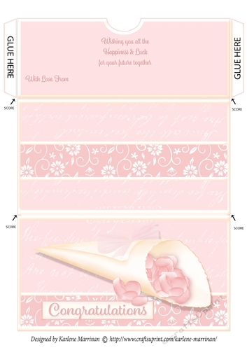 Soft Pastel Wedding Rose Confetti Wallet - Pocket for Gift Vouchers or Money