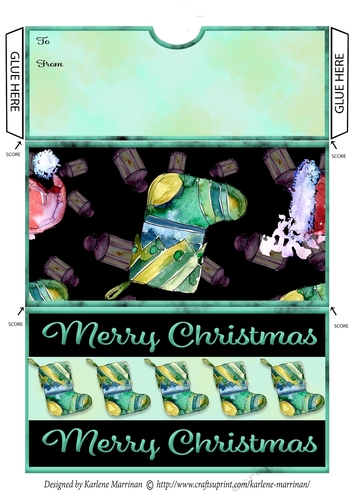 Merry Christmas Stocking, Pocket/Wallet/Envelope for Gift Vouchers & Money