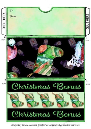 Christmas Bonus Stocking, Pocket/Wallet/Envelope for Gift Vouchers & Money