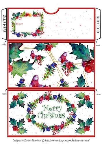 Holly Christmas Pocket/Wallet/Envelope for Gift Vouchers & Money