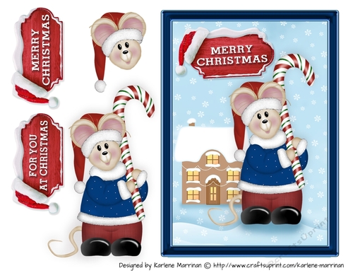 Merry Mouse Christmas Card Topper