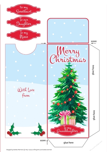 Snowy Christmas Tree Gift/Money/Voucher Wallet/Pocket/Envelope