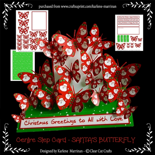 Santas Head Christma Butterfly Mountain Fold Card
