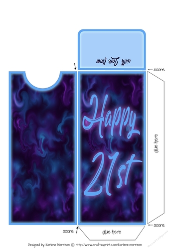 Blue Glow 21st Voucher/Gift/Money Wallet/Pocket/Envelope