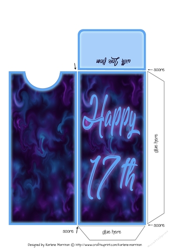 Blue Glow 17th Birthday Voucher/Gift/Money Wallet/Pocket/Envelope